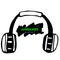 Headset wireless black vector doodle on a white background