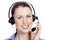 Headshot of beautiful customer service operator woman