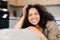 Headshot of beautiful smiling serene African-American young woman