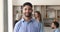Headshot portrait millennial male office employee smile look at camera