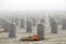 Headstones in a military cemetery