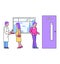 Healer therapist talk with late pregnant time woman, male walking doctor appointment line flat vector illustration