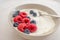 Healhty greek Yogurt with fresh berries for breakfast