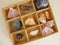 Healing crystals in box