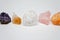 Healing crystals bring good vibes and positive vibrations: Amethyst cluster, clear quartz, citrine, calcite and rose quartz