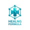 Healing formula icon with molecular cell structure