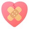 Healing heart with patch single isolated icon with smooth style