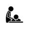 Healing massage black icon concept. Healing massage flat vector symbol, sign, illustration.