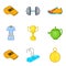 Health affluence icons set, cartoon style