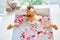 Health, Beauty. Woman Spa Body Care. Relaxing Flower Rose Bath