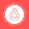 Health care cardiovascular system color button icon. Cardiology.