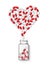 Health care of heart Medical banner. Vector realistic opened medical plastic bottle with tablets pills, tablets