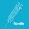 Health care icons in syringe shape