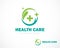 Health care logo creative sign symbol hand nature leave circle medical clinic herbal
