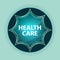 Health Care magical glassy sunburst blue button sky blue background