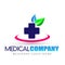 Health care medical cross nature leaf logo icon on white background