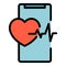 Health care mobile icon color outline vector