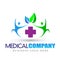 Health care nature medical cross active people with leaves logo icon on white background