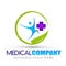 Health care nature medical cross people logo icon on white background