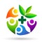 Health care nature medical wellness cross active people with leaves logo icon on white background