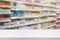 Health care product on shelves in the pharmacy blur background