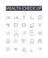 Health check up line icons collection. Medical exam, Physical test, Wellness assessment, Health evaluation, Medical