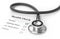 Health checklist and a stethoscope