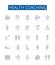 Health coaching line icons signs set. Design collection of Wellness, Nutrition, Exercise, Habits, Training, Lifestyle