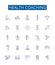 Health coaching line icons signs set. Design collection of Wellness, Nutrition, Exercise, Habits, Training, Lifestyle