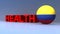 Health with Colombia flag on blue