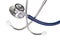 Health concept. Medical conceptual: Blue Stethoscope on white background with space for text