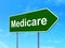 Health concept: Medicare on road sign background