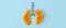 A health concept of unhealthy human lungs of a smoker with lung cancer in dark shadows, made of mandarin segments