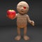 Health conscious Egyptian mummy monster eating an organic apple, 3d illustration