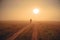 Health and fitness concept photo. Alone runner train in orange