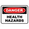 Health hazards sign. Danger sign with health hazards text, vector illustration.