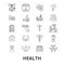 Health, healthcare, fitness, wellness, doctor, healthy lifestyle, exercise line icons. Editable strokes. Flat design