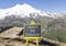 Health and inclusion symbol. Concept words Health and inclusion on beautiful chalk blackboard. Beautiful mountain Elbrus