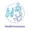 Health insurance concept icon. Pregnant woman checkup. Injury from accident. Emergency hospital aid. Medical assurance