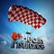 Health insurance text landing with a parachute. 3D illustration