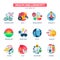 Health and longevity icons modern activity durability vector natural healthy life product food nutrition illustration