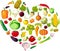 Health Love Heart Made of Vegetable - Vector Illustration
