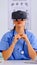 Health physician using medical inovation wearing virtual reality