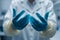 Health professional Doctors hands in latex gloves, close up examination focus