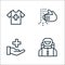 health and protection line icons. linear set. quality vector line set such as biohazard, healthcare, hand wash