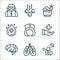 health and protection line icons. linear set. quality vector line set such as shower, lungs, brain, healthcare, nurse, blood,