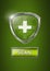 Health security protection shield with green scan button