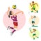 Health sport and wellness flat people characters sporting man activity woman athletic vector Illustration.