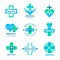 Health symbols. Medical signs for logo clinic healthcare design cross plus vector pictures isolated
