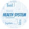 Health System typography vector word cloud.